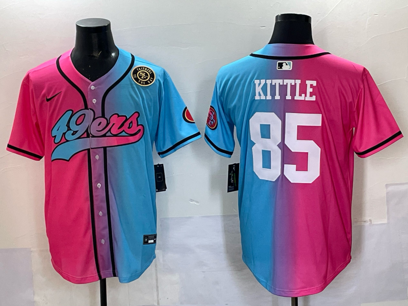 Men 2025 San Francisco 49ers #85 Kittle Pink Blue pink Nike Limited NFL Jersey 007->san francisco 49ers->NFL Jersey